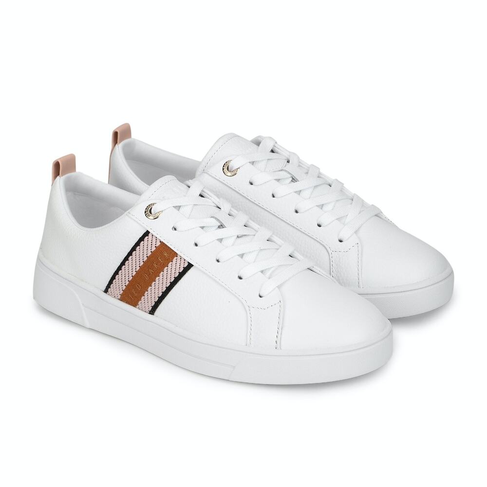 Ted Baker Women s Leather Sneakers, pink/White, Size 6 M